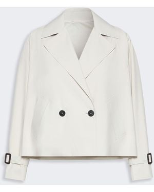 Max Mara Short Water-Repellent Canvas Trench Coat - White
