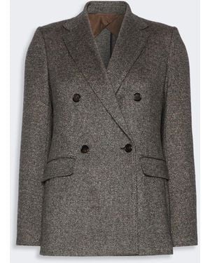 Max Mara Double-Breasted Jacquard Jersey Blazer - Gray