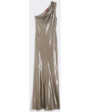 Max Mara Lamé One-Shoulder Dress - Natural