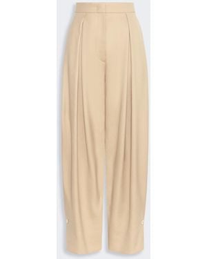 Max Mara Baggy Gabardine Pants - Natural