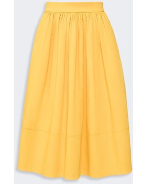 Max Mara Cotton Satin Midi Skirt - Yellow