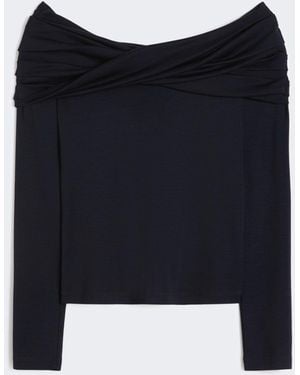 Max Mara Wool Off-The-Shoulder Top - Blue