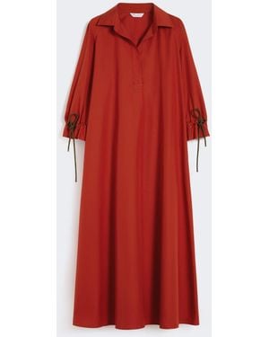 Max Mara Cotton Poplin Midi Shirt Dress - Red