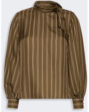 Max Mara Stripe-Print Silk Blouse - Green