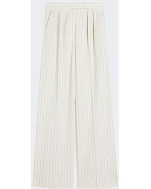 Max Mara Wide-Fit Pinstripe Piqué Jersey Pants - White
