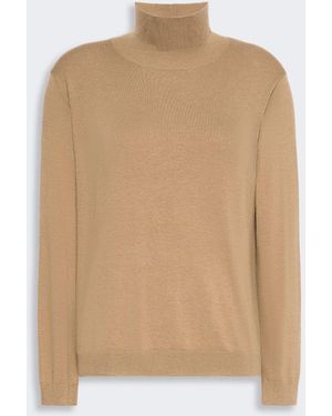 Max Mara Wool And Silk Knit Turtleneck - Natural