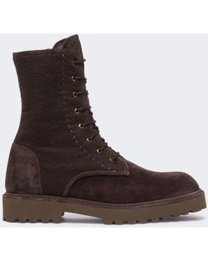 Max Mara Cashmere And Suede Combat Boots - Brown