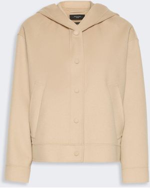 Max Mara Double Wool Hooded Jacket - Natural
