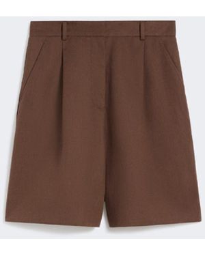 Max Mara Cotton And Linen Canvas Bermuda Shorts - Brown