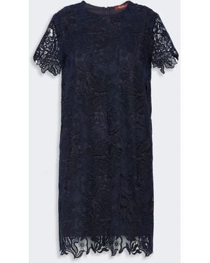Max Mara Macramé Lace Boxy Dress - Blue