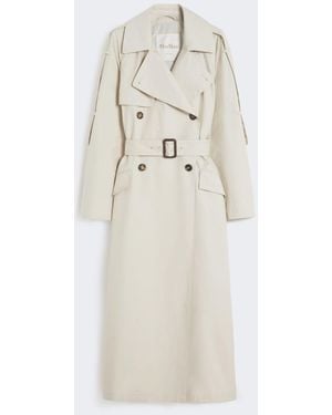 Max Mara Wide Water-Repellent Twill Trench Coat - Natural