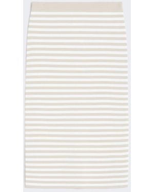 Max Mara Stretch Viscose Yarn Sheath Skirt - White