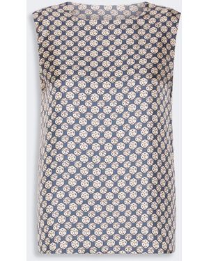 Max Mara Printed Silk Top - White