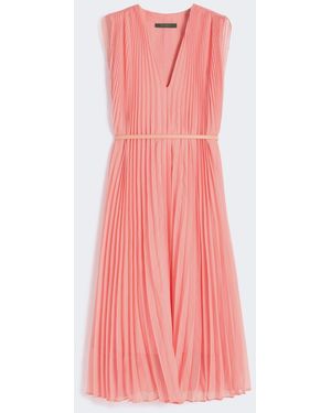 Max Mara Plissé-Pleated Chiffon Dress - Pink