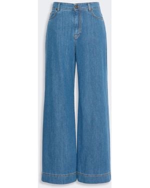 Max Mara Cotton Denim Wide-Leg Jeans - Blue