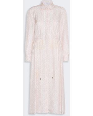 Max Mara Long Printed Silk Shirt Dress - White