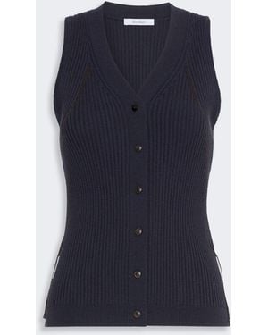 Max Mara Cotton And Viscose Yarn Gilet - Blue