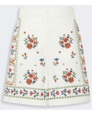 Max Mara Embroidered Cotton Bermuda Shorts - White