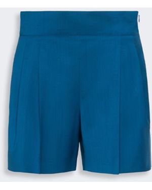 Max Mara Lightweight Woolen Cloth Shorts - Blue