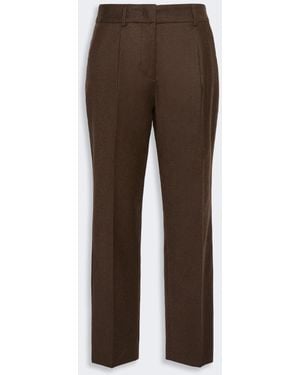 Max Mara Stretch-Flannel Cropped Pants - Brown
