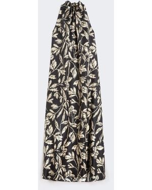Max Mara Silk Twill Printed Maxi Dress - White