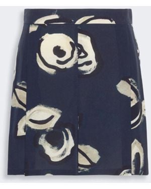 Max Mara Printed Silk Crepe De Chine Shorts - Blue