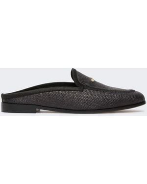 Max Mara Raffia-Effect Canvas Mules - White