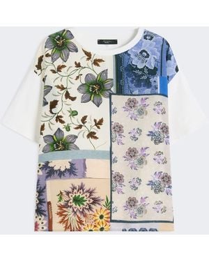 Max Mara Printed Silk And Stretch Cotton Jersey T-Shirt - Blue