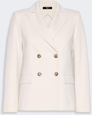 Max Mara Milano-Knit Double-Breasted Jersey Blazer - Natural