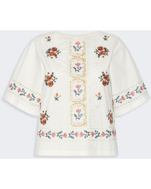 Max Mara Embroidered T-Shirt - Natural