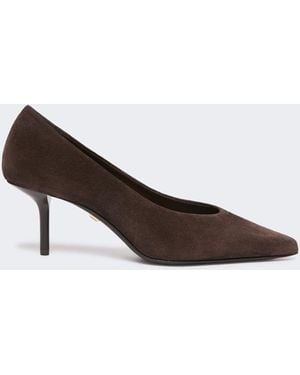 Max Mara Split Calf Leather Court Shoes - White