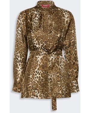 Max Mara Printed Silk Twill Shirt - Metallic