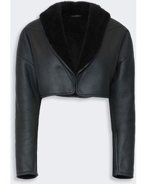 Max Mara Cropped Sheepskin Jacket - Black