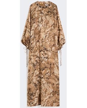 Max Mara Printed Silk Tunic Dress - Natural