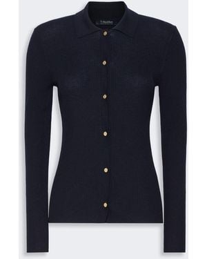 Max Mara Woolen Yarn Fitted Cardigan - Blue
