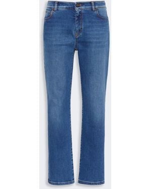 Max Mara Slim-Fit Stretch Denim Cropped Jeans - Blue