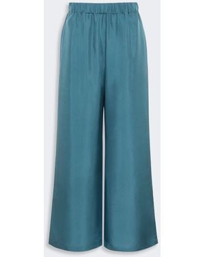 Max Mara Cropped Silk Pants - Blue