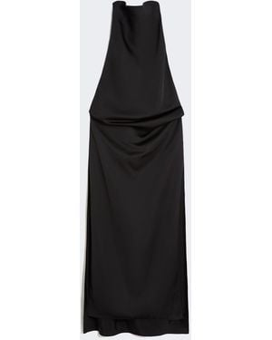 Max Mara Viscose Satin Draped Dress - Black