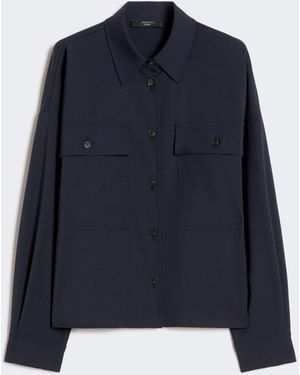 Max Mara Woolen Cloth Cropped Jacket - Blue