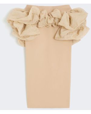 Max Mara Viscose Jersey Midi Skirt With Ruffles - White