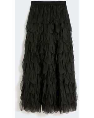 Max Mara Long Skirt With Petals - Black