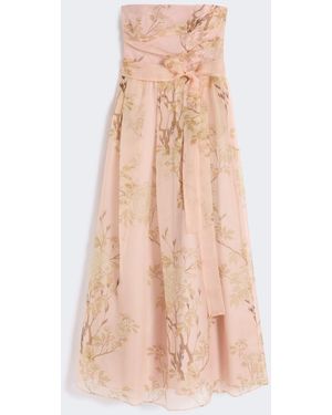 Max Mara Printed Silk Organza Dress - Pink