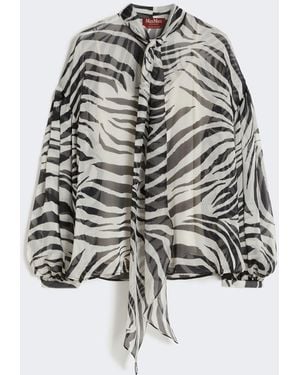 Max Mara Printed Silk Chiffon Blouse - Black