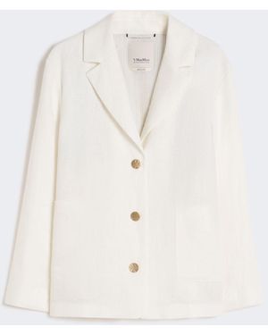 Max Mara Linen Canvas Boxy Jacket - White