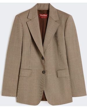 Max Mara Patterned Wool Twill Blazer - Natural