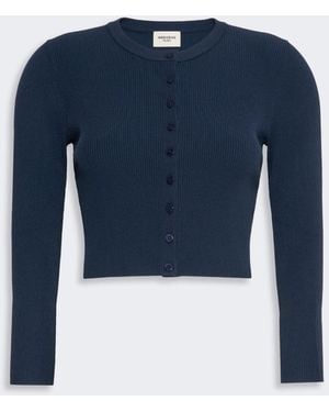 Max Mara Fine Rib-Knit Viscose Yarn Cardigan - Blue