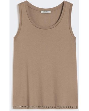 Max Mara Cotton And Modal Jersey Top - Natural