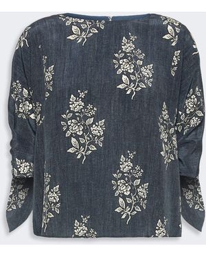 Max Mara Printed Silk Crepe De Chine Blouse - Blue
