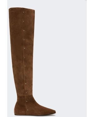 Max Mara Studded Split Leather Boots - Brown