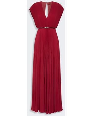 Max Mara Long Sable Georgette Dress - Red